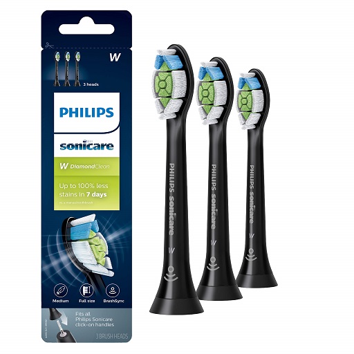 Philips Sonicare Genuine W DiamondClean Toothbrush Heads, 3 Brush Heads, Black, HX6063/95 3 Black, List Price is $42.96, Now Only $20.98, You Save $19.93