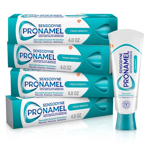 Sensodyne Pronamel Fresh Breath Enamel Toothpaste for Sensitive Teeth and Cavity Protection, Sensitivity Protection, Fresh Wave - 4 Ounces x 4, Now Only $14.99