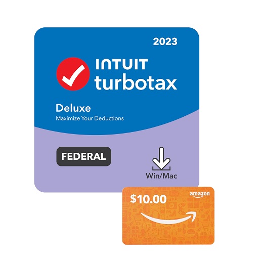 报税季节到了！速抢！TurboTax Deluxe 2023报税软件 (联邦税） + $10 Amazon购物卡 ，原价$69.99，现仅售$36.99。网络下载版和光盘版同价！Mac和PC版同价！