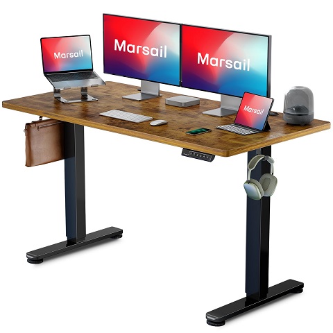 Marsail Electric Standing Desk, 48 * 24 Inch Standing Desk Adjustable Height, Stand up Desk for Home Office Furniture Computer Desk 4 Memory Presets with Headphone Hook 48Inch Rustic, Only $98.22