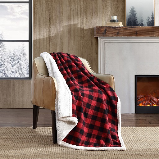 Eddie Bauer - Throw Blanket, Reversible Sherpa Fleece Bedding, Buffalo Plaid Home Decor for All Seasons (Red Check, Throw) .Red Check Throw Blanket, List Price is $17.99, Now Only $13.04