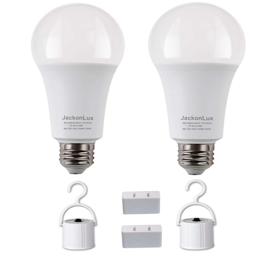 實用好物！JackonLux 可充電應急 LED 燈泡，2個， 9W 800LM 60W，適用於停電、露營、戶外活動等，現僅售$17.09