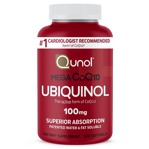 Qunol Mega Ubiquinol 100mg CoQ10, Superior Absorption, Patented Water and Fat Soluble Natural Supplement Form of Coenzyme Q10, Antioxidant for Heart Health, 100 Count Softgels  Only $17.48