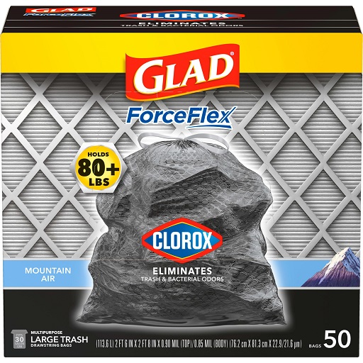 史低價！Glad  ForceFlex  高強韌 30加侖 垃圾袋，50個裝，現僅售$13.89，免運費