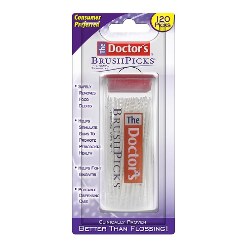 The Doctor's BrushPicks, Interdental Brushes and Dental Pick 2-in-1, Plaque Remover for Teeth, 120 Toothpicks, 1 Pack White 120 Count (Pack of 1), List Price is $5, Now Only $1.89