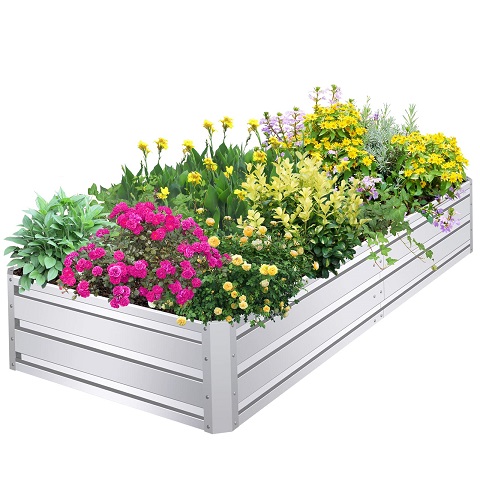 SnugNiture Galvanized Raised Garden Bed 8x4x1FT Outdoor Large Metal Planter Box Steel Kit for Vegetables, Flowers, Herbs, and Succulents Silver 8x4x1FT,   Only $35.99