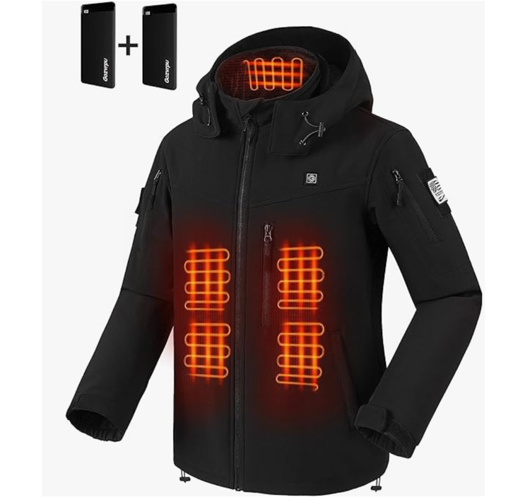 Gozvrpu Heated Jacket for Women and Men - equipped With 2 Pcs of 10000mAh Large Capacity Battery Pack, 7 Heating Zones