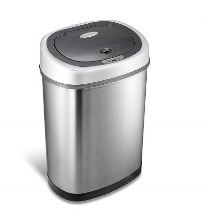 NINESTARS DZT-42-9 Automatic Touchless Infrared Motion Sensor Trash Can, 11 Gal 42L, Stainless Steel Base (Oval, Silver/Black Lid) 11 Gal Trash Can, Now Only $44.84