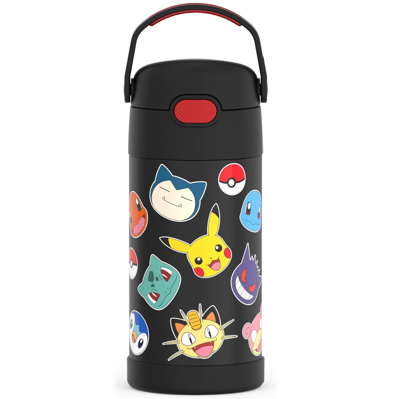 童年的最爱！Pokemon花纹THERMOS FUNTAINER 12 盎司不锈钢真空隔热饮水瓶，仅售$14.88 （22% off）