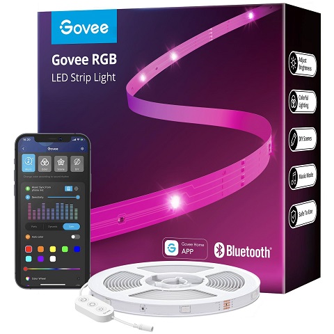 Govee 100ft LED Strip Lights, Bluetooth RGB Valentine's Day LED Lights with App Control, 64 Scenes and Music Sync LED Strip Lighting for Bedroom, Living Room, Kitchen, Party,   Only $12.99