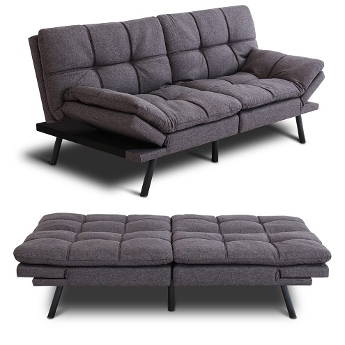 Opoiar Memory Foam Loveseat Convertible Modern Couch Small Sleeper Armrest, Metal Legs, Futon Sofa Bed Sofabed, Grey-Update Modern Grey-update,  Only $206.50