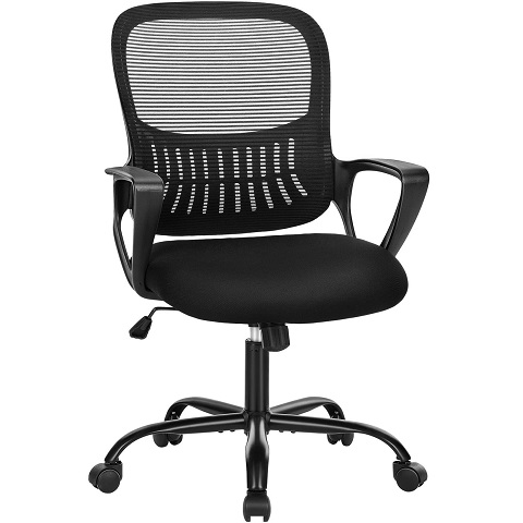 SMUG Office Computer Desk Chair, Ergonomic Mid-Back Mesh Rolling Work Swivel Task Chairs with Wheels, Comfortable Lumbar Support, Comfy Arms  Only $32.99