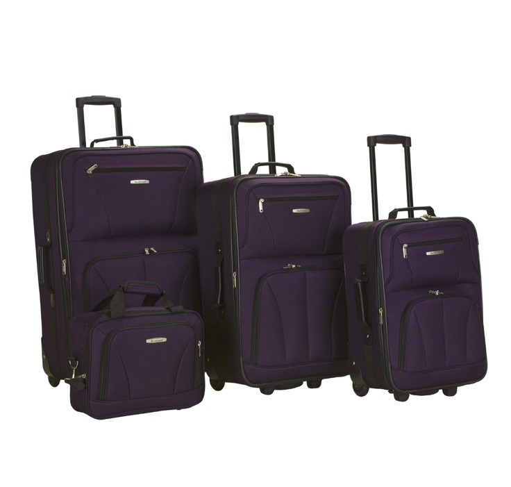 Rockland Journey 软质行李箱4 件套 (14/19/24/28)，可扩展，紫色，现仅售 $82.50 （62% off）免运费