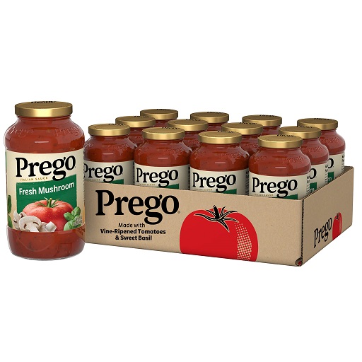Prego Fresh Mushroom Pasta Sauce, 24 Oz Jar (Pack of 12) Mushroom 24 Oz (Pack of 12), Only $21.65
