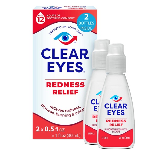 Clear Eyes Redness Relief Eye Drops, 0.5 oz, Dual Pack Unflavored 0.5 Fl Oz (Pack of 2), List Price is $6.99, Now Only $3.74