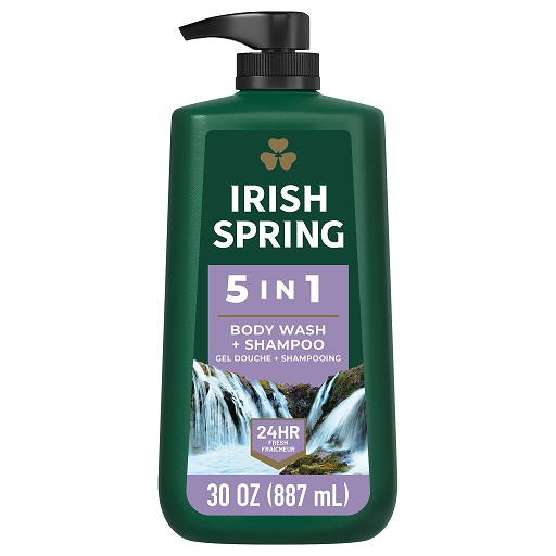 Irish Spring 5 in 1 Body Wash for Men, Men's Body Wash, Smell Fresh and Clean for 24 Hours, Conditions and Cleans Body, Face, and Hair, Made with Biodegradable Ingredients, 30 Oz  Only $4.99