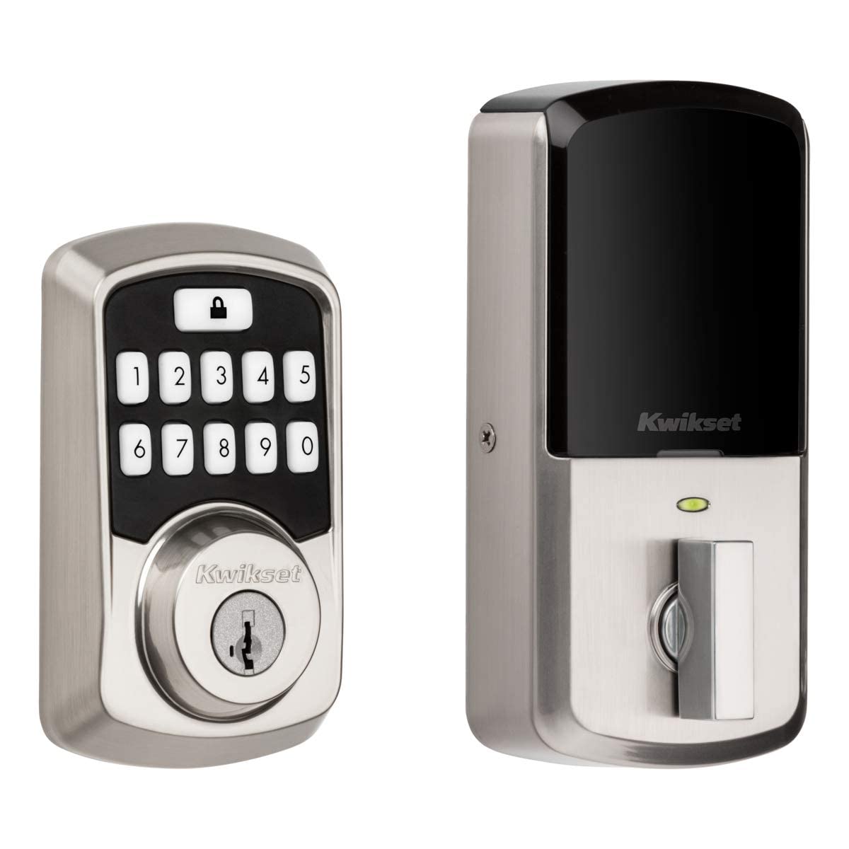 Kwikset 99420-001 Aura Bluetooth Programmable Keypad Door Lock Deadbolt Featuring SmartKey Security, Satin Nickel, List Price is $169, Now Only $59, You Save $110