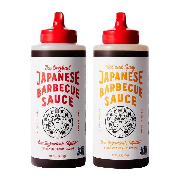 Bachan's Japanese Barbecue Sauce 2 Pack - 1 Original, 1 Hot and Spicy - BBQ Sauce for Wings, Chicken, Beef, Pork, Seafood, Noodles, and More. Non GMO, No Preservatives, Vegan, BPA free
