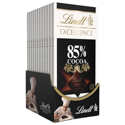 闪购！Lindt瑞士莲 85%可可排装黑巧克，3.5 oz/块，共12块，原价$36.00，现仅售 $25.39，免运费！