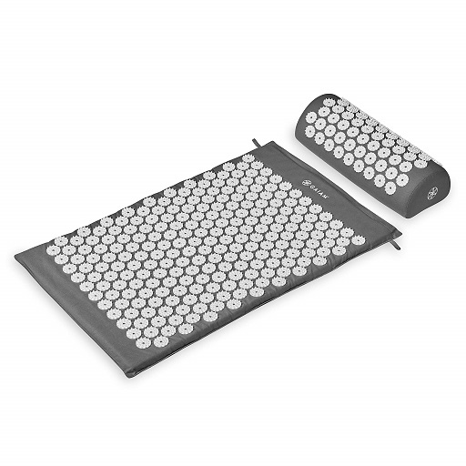 Gaiam Acupressure Mat and Pillow Set, Massage Mat & Pillow, Relief for Sciatic Nerve, Muscle Tension, Fibromyalgia, Neck, Shoulder & Back Pain, Migraine & Headaches and Insomnia Grey