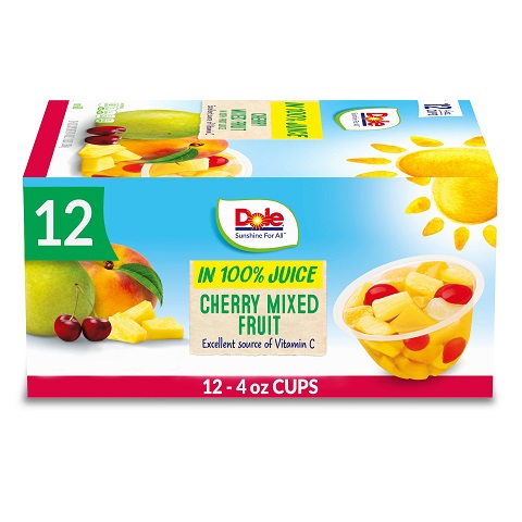 Dole Fruit Bowls Snacks Cherry Mixed Fruit in 100% Juice Snacks, 4oz 12 Total Cups, Gluten & Dairy Free, Bulk Lunch Snacks for Kids & Adults Cherry Mixed Fruit in 100% Juice ,  Only $4.77