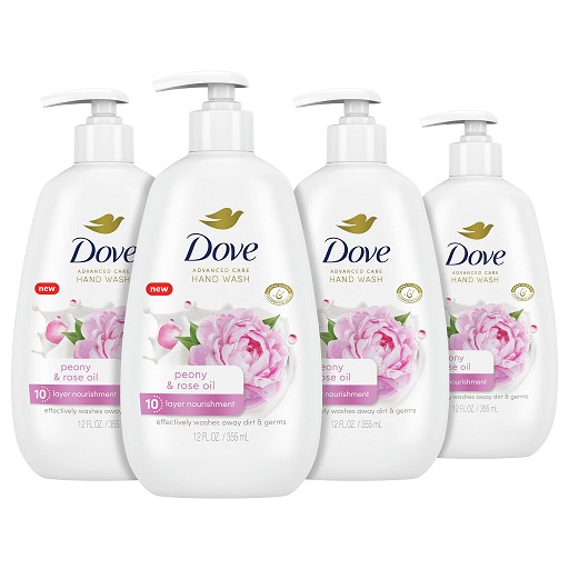 Dove Advanced Care Hand Wash Peony & Rose Oil 4 Count for Soft, Smooth Skin, More Moisturizers Than The Leading Ordinary Hand Soap, 12 oz 12 Fl Oz (Pack of 4) Peony and Rose Oil, Now Only $10.87