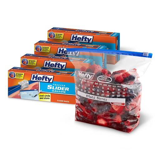 Hefty Slider Freezer Calendar Bags, Gallon Size, 100 Total Bags, 25 Count (Pack of 4) 25 Count (Pack of 4) Gallon - 25 Count (Pack of 4), List Price is $18.99, Now Only $14.05