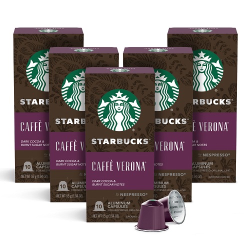 史低价！Starbucks星巴克 Nespresso 佛罗娜 深度烘培 咖啡胶囊，50个，现点击coupon后仅售$20.94，免运费
