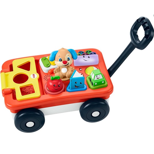 Fisher-Price Laugh & Learn Baby & Toddler Toy, Pull & Play Learning Wagon with Smart Stages & 4 Pieces for Ages 6+ Months, only $24.99