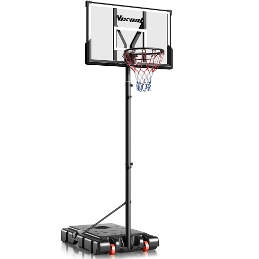 VISVEIL Basketball Hoop,Portable Basketball Hoop System for Outdoor, Adjustable Height 5.7-10ft 45in Backboard Basketball Goal for Kids Teen and Adult, only  $179.29