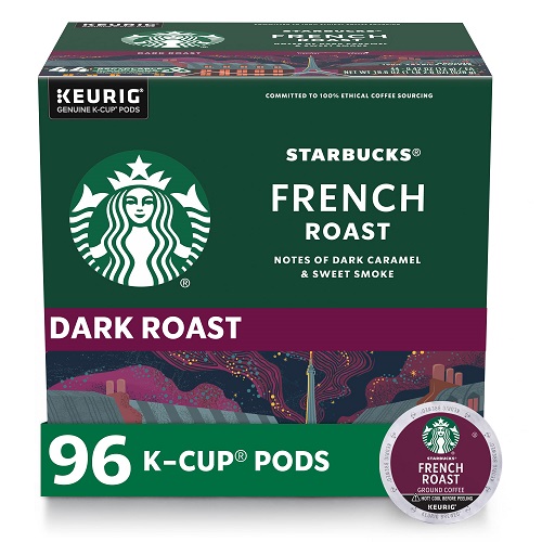 Starbucks K-Cup Coffee Pods—Dark Roast Coffee—French Roast for Keurig Brewers—100% Arabica—4 boxes (96 pods total) French Roast 24 Count (Pack of 4), Now Only $37.321