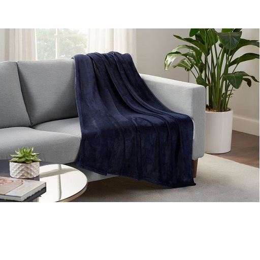 SERTA Cozy Plush Thick Fuzzy Super Soft Lightweight Throw Blanket for Bed, Couch, or Travel, Standard (50 in x 60 in), Navy Navy 50 in x 60 in, List Price is $15.99, Now Only $9.2, You Save $6.79