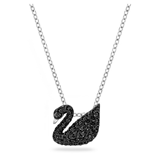 SWAROVSKI Iconic Swan Crystal Necklace Jewelry Collection Black Crystals Necklace, List Price is $115, Now Only $62.4, You Save $52.6