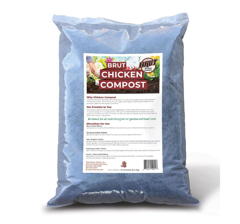 Brut Organic Chicken Compost - 1 Cubic ft - Nutrient-Rich Fertilizer for Thriving Gardens - Safe, Pure, and Effective