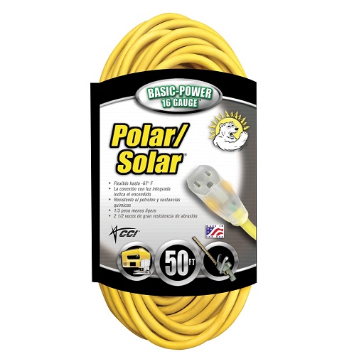 Coleman Cable 01288 16/3 Insulated Outdoor Extension Cord with Lighted End 50-Foot Yellow 50 ft 16/3 Guage Wire, List Price is $40.99, Now Only $24.6, You Save $16.39