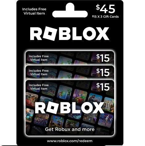Roblox Physical Gift Cards, Multipack of 3 x $15 [Includes Free Virtual Item], List Price is $45, Now Only $36, You Save $9