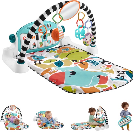 Fisher-Price Baby Activity Mat Glow and Grow Kick & Play Piano Gym, Portable Musical Toy with Smart Stages Learning, Ages 0+ Months, Blue New Blue, List Price is $54.99, Now Only $39.88