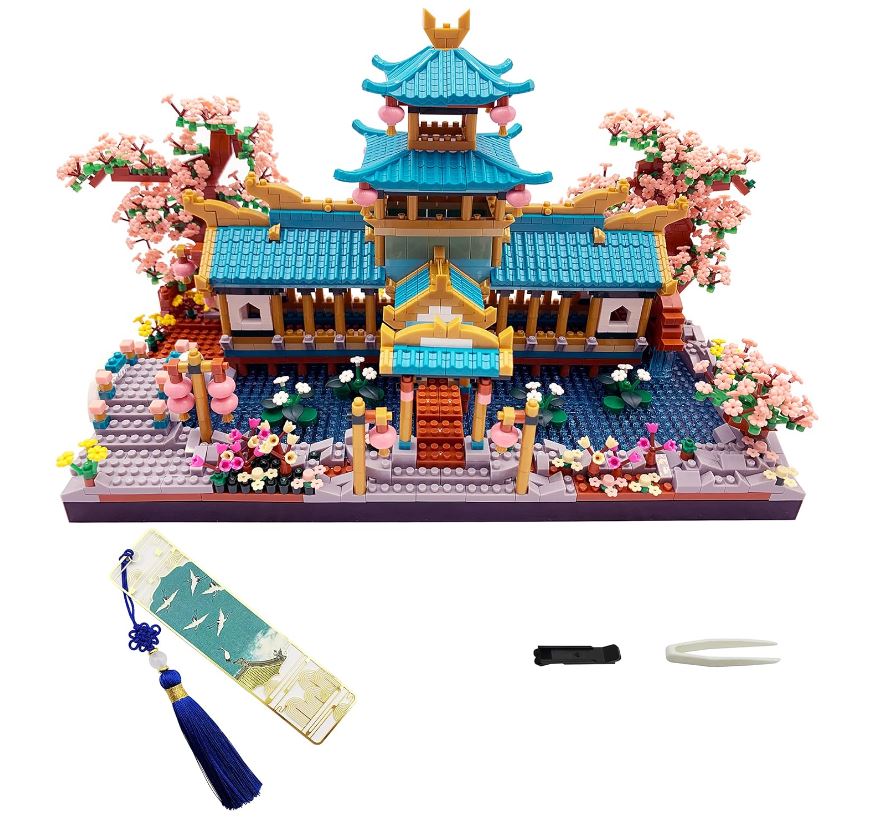 Micro Building Blocks Set，Suzhou Garden Architecture and Cherry Blossom Tree Building Toys for Ages 14 and up，Toy Building Sets，Creative Mini Bricks Model Kit Gifts for Kids Adults，2350 pcs