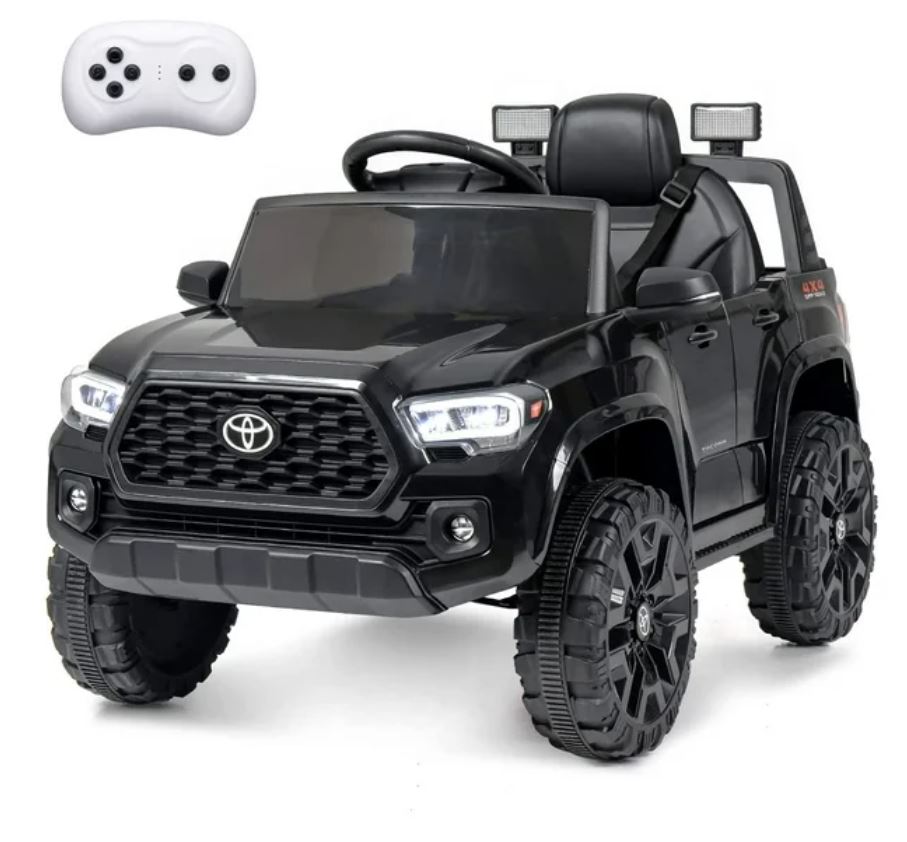 Toyota Tacoma Ride on Cars for Boys, 12V Powered Kids Ride on Cars Toy with Remote Control, Black Electric Vehicles Ride on Truck with Headlights/Music Player for 3 to 5 Years Old Boy Girls