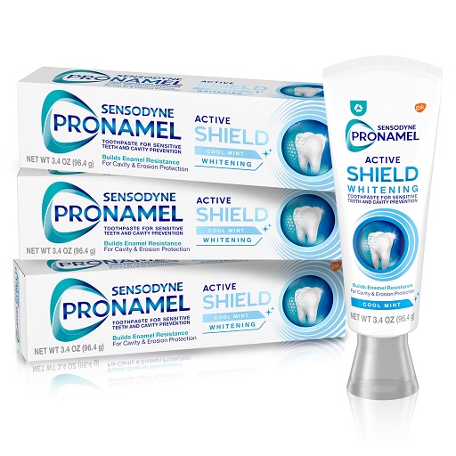 Sensodyne Pronamel Active Shield Whitening Enamel Toothpaste, Cool Mint - 3.4 Ounces x 3, List Price is $19.41, Now Only $12.32