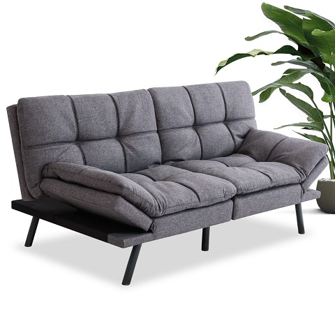 MUUEGM Futon Sofa Bed Convertible Futon Memory Foam Futon Couch Bed Modern Sofa Couch Faux Leather Love Seat Sofa Sleeper Couches for Living Room,Office,Only $194