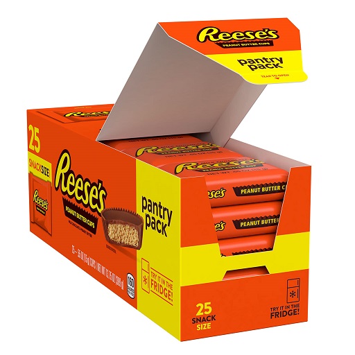 REESE'S Milk Chocolate Snack Size Peanut Butter Cups, Candy Pantry Pack, 13.75 oz (25 Pieces), List Price is $6.27, Now Only $4.98