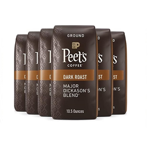史低价！Peet's Coffee  深度烘焙咖啡 咖啡粉，10.5 oz/包，共6包，现仅售$35.91，免运费！