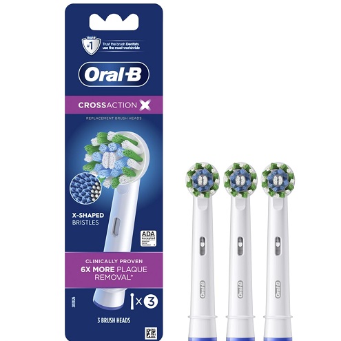 Oral-B Cross Action Electric Toothbrush Replacement Brush Heads Refill, 3 Count, only $13.55