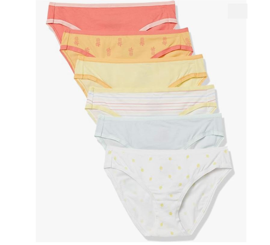 Amazon Essentials Women's Cotton Stretch Bikini Panty, 6-Pack,  Only $12.72