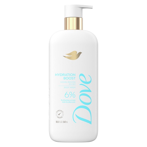 Dove Body Wash Hydration Boost Actively drenches dry skin 6% hydration serum with hyaluronic 18.5 oz, Now Only $5.49