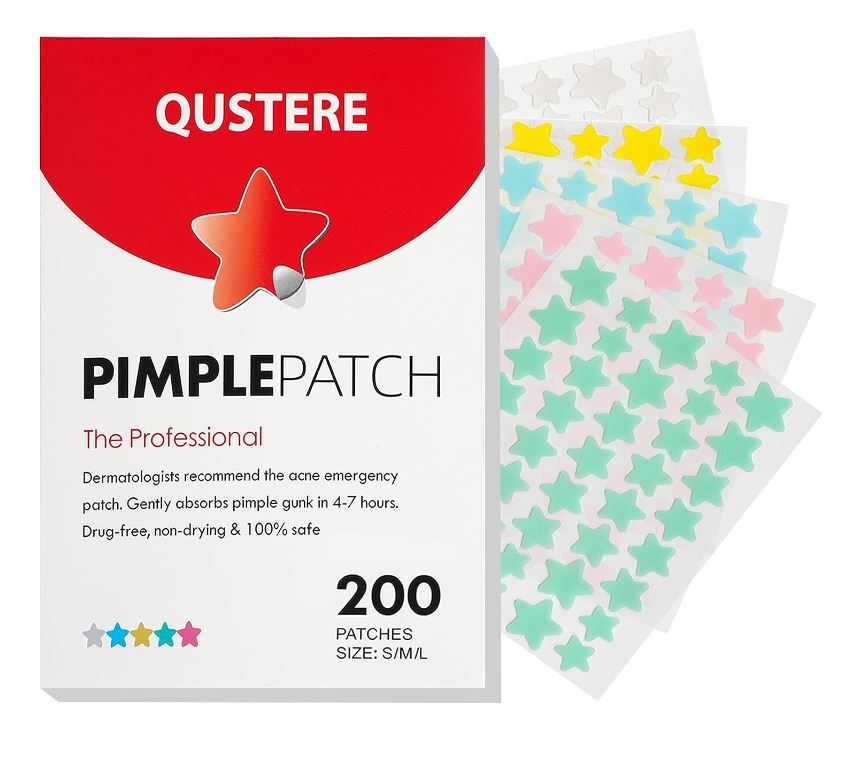 Pimple Patches for Face, Hydrocolloid Acne Patches, Cute Star Zit Covers, Colorful Spot Stickers with Tea Tree, Salicylic Acid & Cica Oil| 3 Sizes (10mm, 12mm & 14mm) |200 Count
