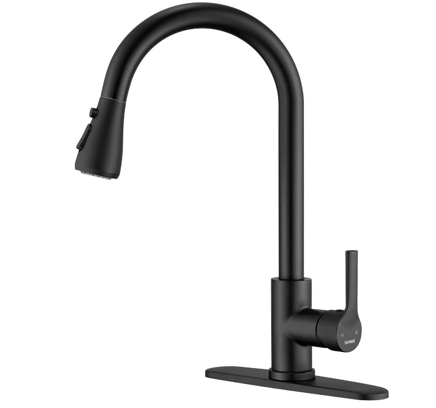 Black Kitchen Faucet,Kitchen Sink Faucets for Farmhouse Laundry Rv Bar, 304 Stainless Steel Kitchen Faucet with Pull Down Sprayer