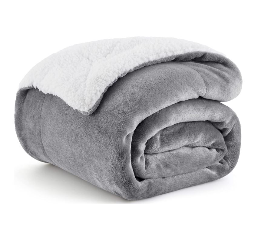 BEDSURE Sherpa Fleece Blanket Throw Size Dark Grey Plush Throw Blanket Fuzzy Soft Blanket Microfiber from  $15.99