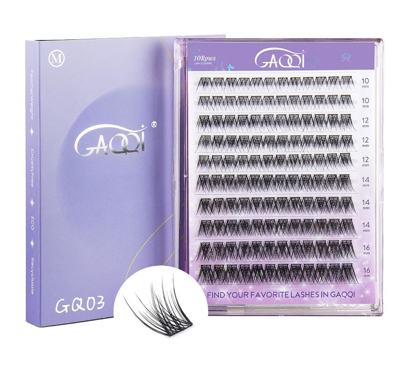 GAQQI Lash Clusters, Eyelash Clusters 120PCS C Curl Individual Lashes, Wispy cluster eyelash extension 10-16mm Mixed Length, Natural Looking Cluster Lashes （GQ03, C Curl, 10-16mm)
